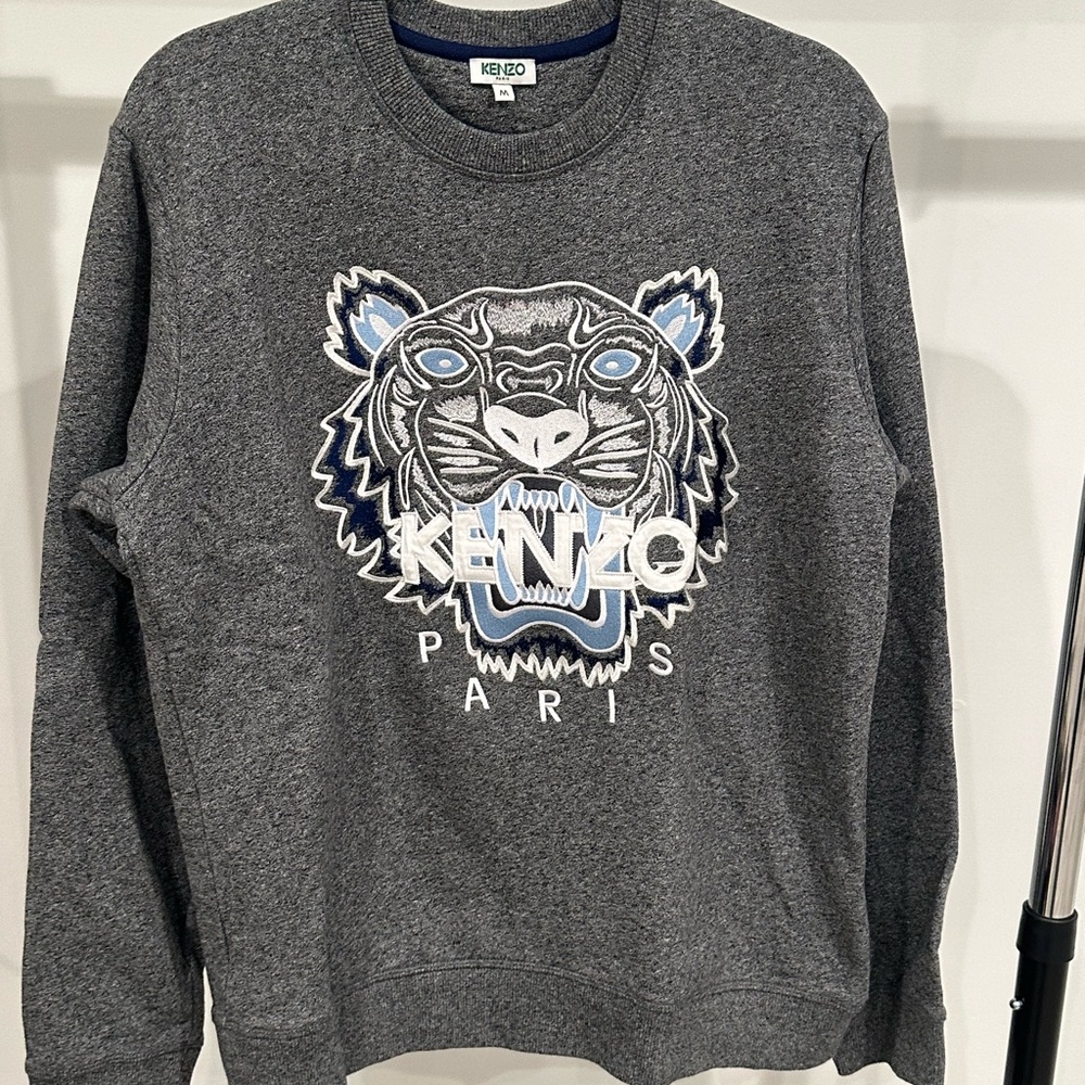 Kenzo Gray Tiger Embroidered Men's Sweater